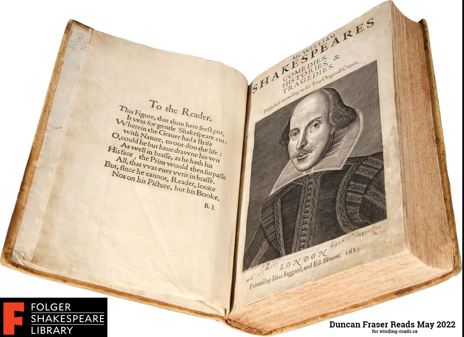 Shakespeare’s First Folio by John Heminge and Henrie Condell for Duncan Fraser’s winding-roads.ca